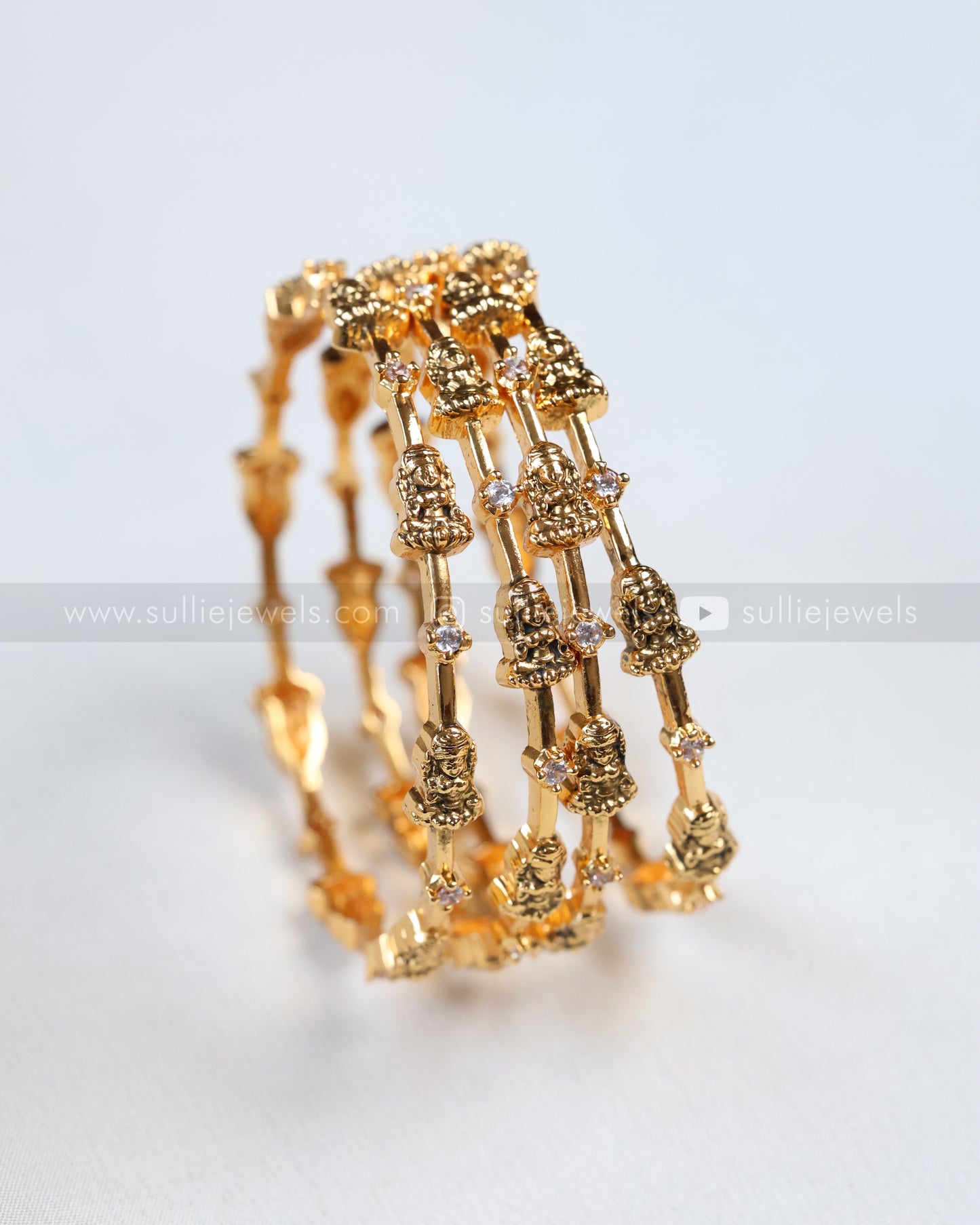Lakshmi Coral & White Stone Bangle Combo - Set of 6 Bangles