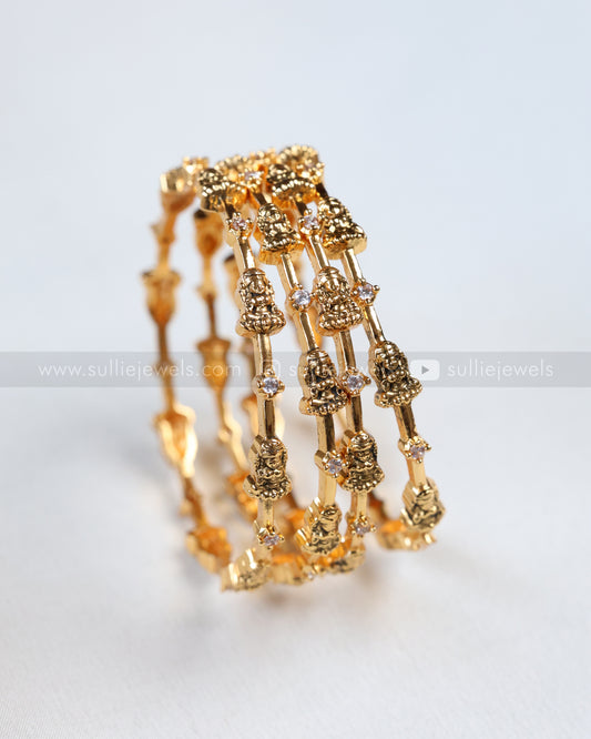 9079 - Lakshmi White Stone Gold Bangle Set of 4