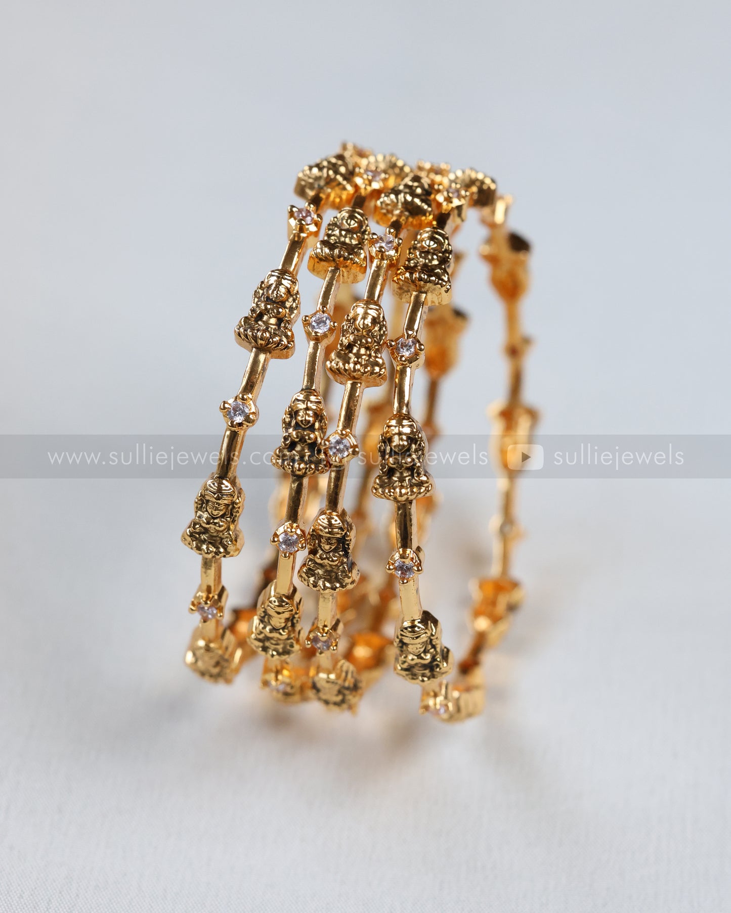 9079 - Lakshmi White Stone Gold Bangle Set of 4