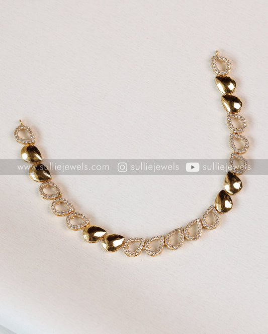 Gold & Diamond Raindrop Necklace with Stud