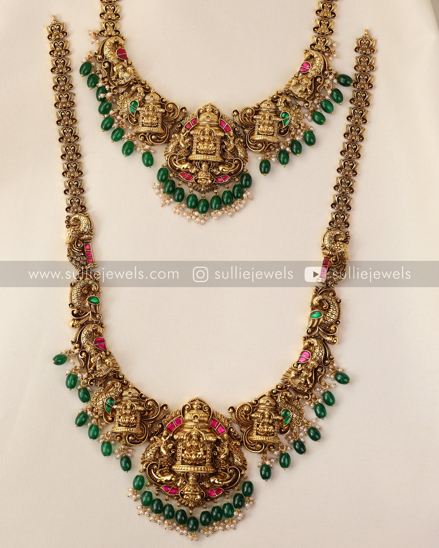 Premium Goddess Bridal Combo - Green Beads ( 3 piece )