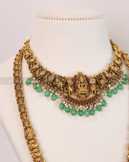 843 - Sullie Basic - Lakshmi Elephant Bridal Mint Beads Combo ( 3 piece )