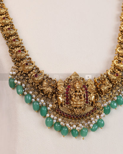 843 - Sullie Basic - Lakshmi Elephant Bridal Mint Beads Combo ( 3 piece )