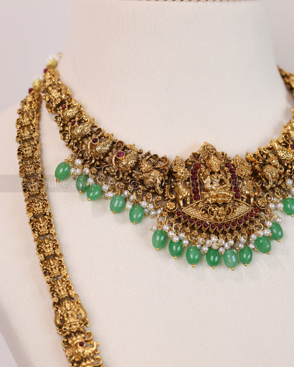 843 - Sullie Basic - Lakshmi Elephant Bridal Mint Beads Combo ( 3 piece )