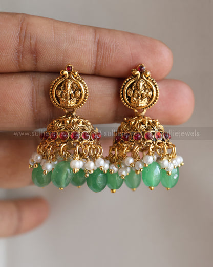 843 - Sullie Basic - Lakshmi Elephant Bridal Mint Beads Combo ( 3 piece )