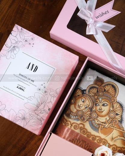 Onam Gift Hamper - Saree, Bangle set, Necklace with earring  & 250ml Ajmal Perfume
