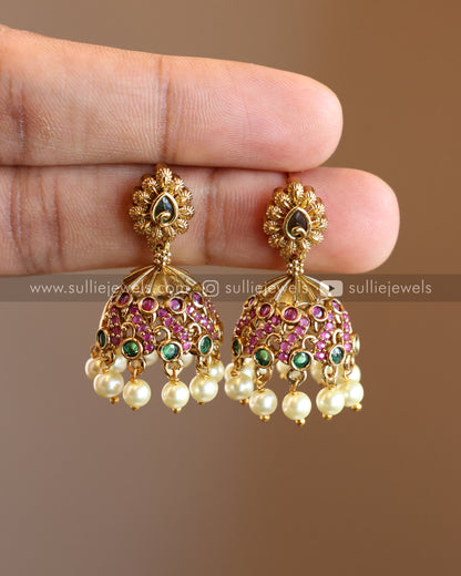 Premium Stone AD Choker with Jhumka