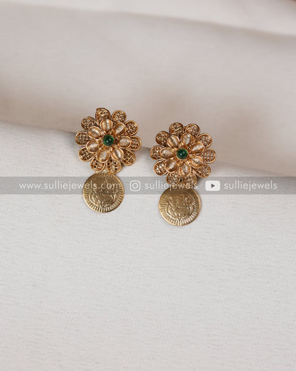 Green Elephant & Flower Coin Layered Combo ( 4 piece )