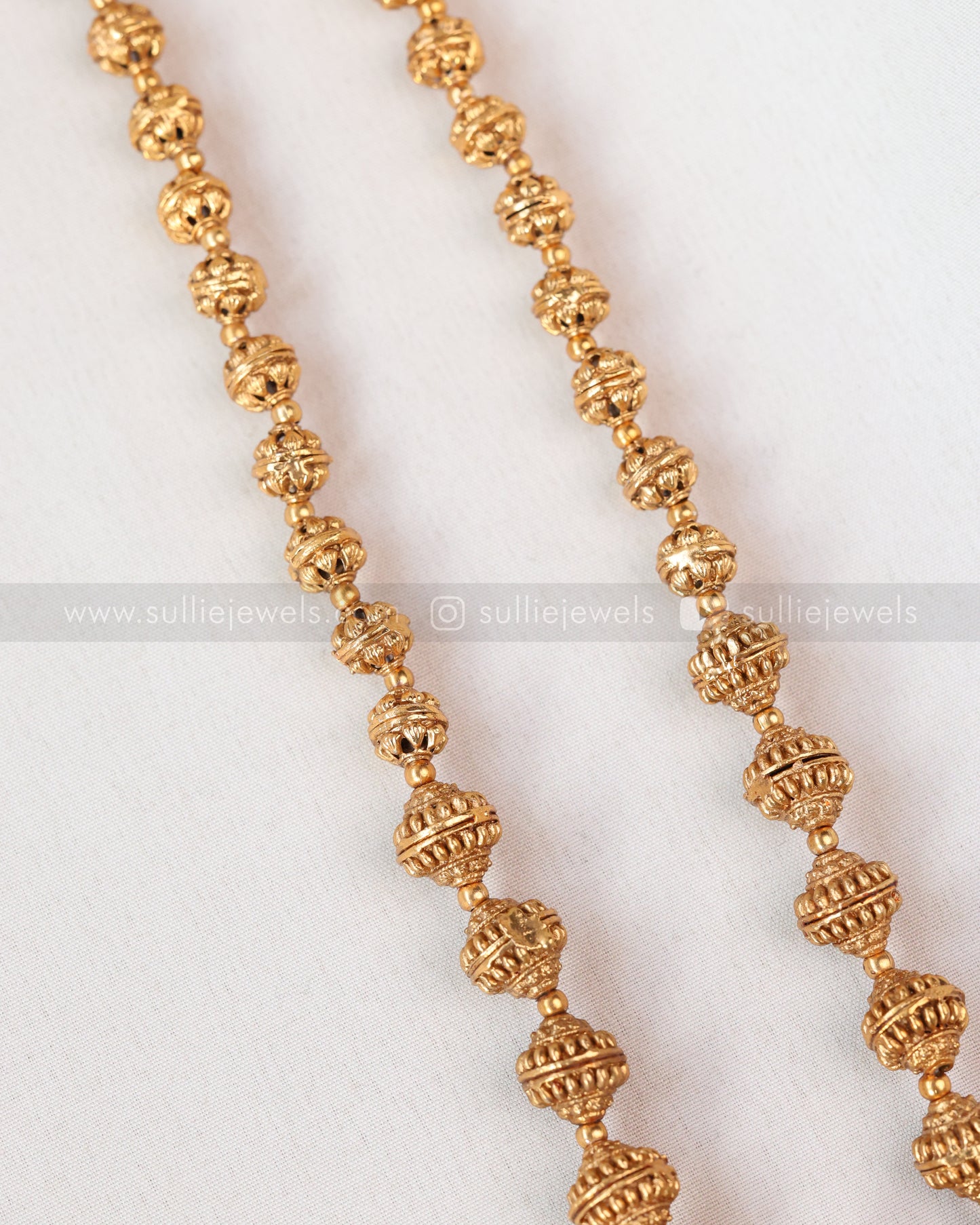 6036 - Lakshmi Copper Gold Green Beads Pendant Chain with Jhumka