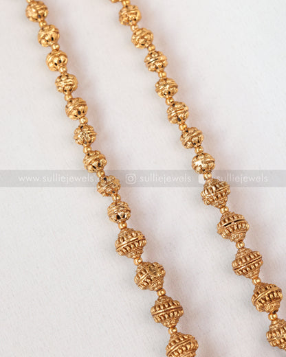 6036 - Lakshmi Copper Gold Green Beads Pendant Chain with Jhumka