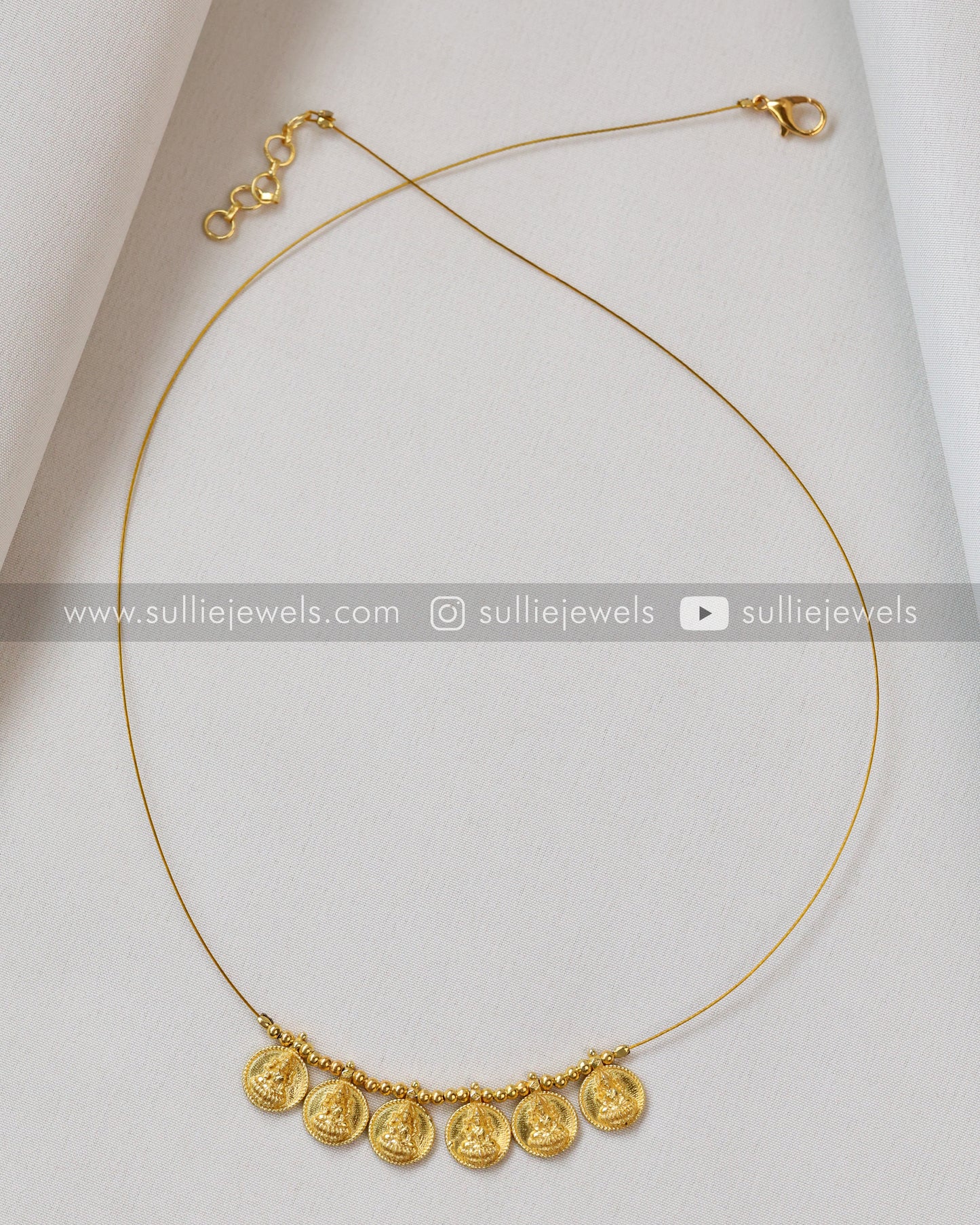 Gold Lakshmi Coin Minimal String Chain