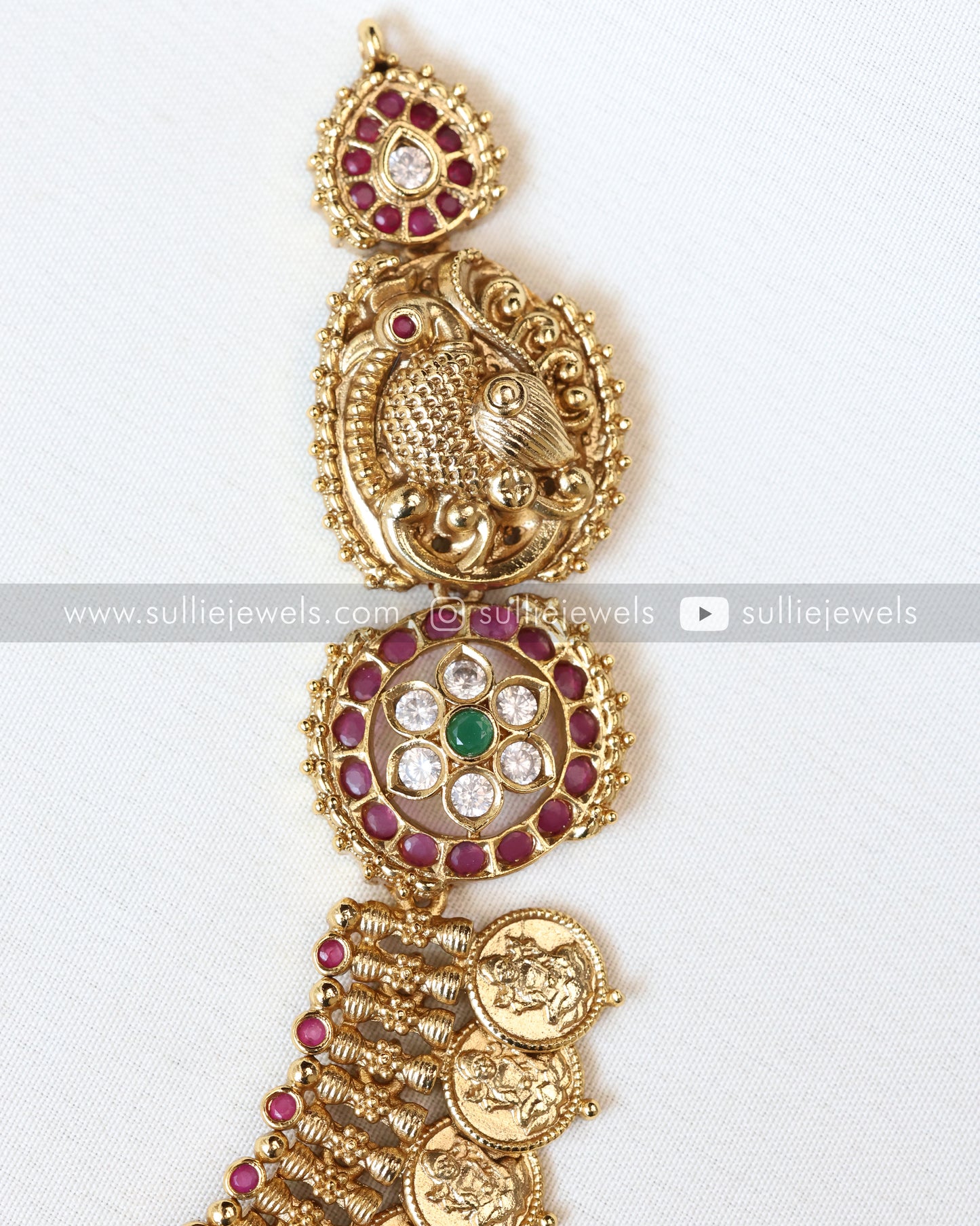 Peacock Coin Detail Necklace / Kaashumaala with Earrings