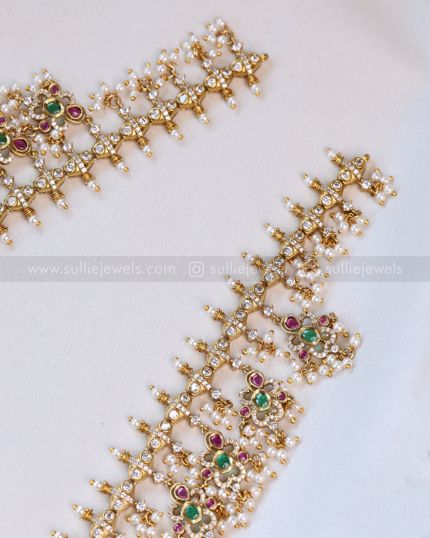 7137 - Premium AD Elephant Guttapusalu Pendant Haaram with Jhumka
