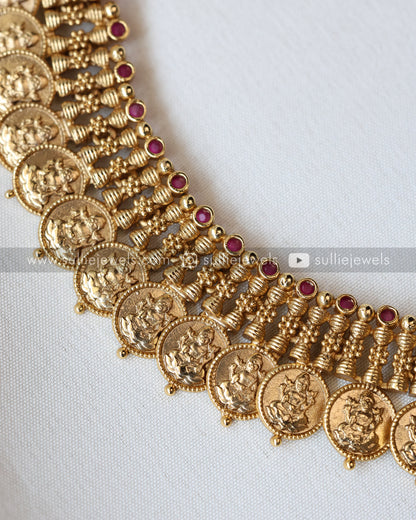 Peacock Coin Detail Necklace / Kaashumaala with Earrings