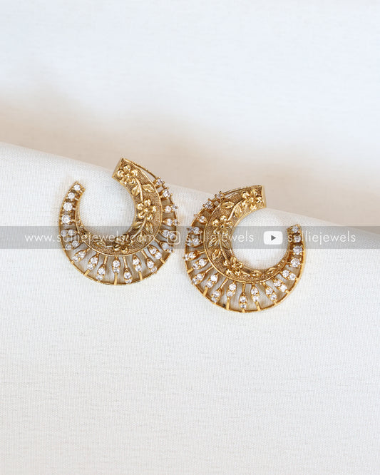 Diamond & Gold Floral Stud