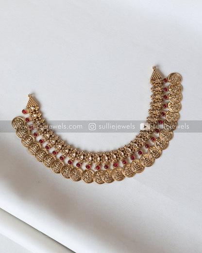 Sullie Basic - Coin Traditional Ruby Necklace with Stud