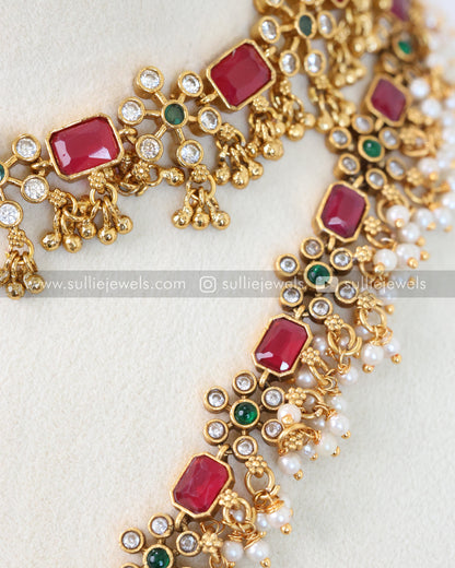 Stone & Flower Lakshmi Bridal Combo (  4 piece )