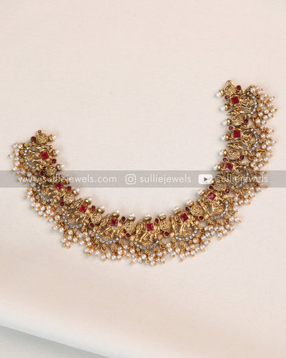 Ruby Elephant & Flower Coin Layered Combo ( 4 piece )