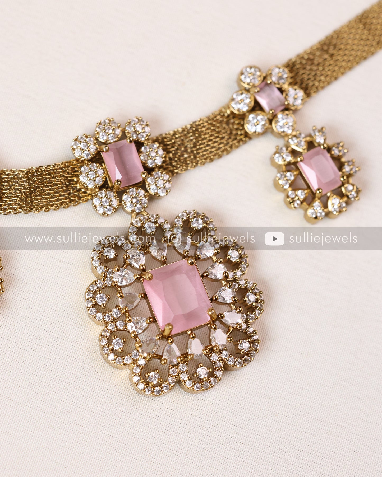 Stone Chain Choker with Earrings