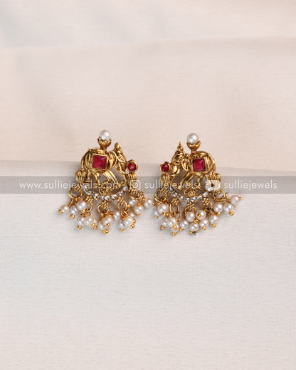 Ruby Elephant & Flower Coin Layered Combo ( 4 piece )
