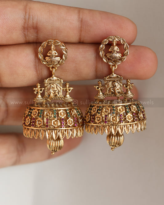 E1220 - Palakk Design Antique Bell Jhumka