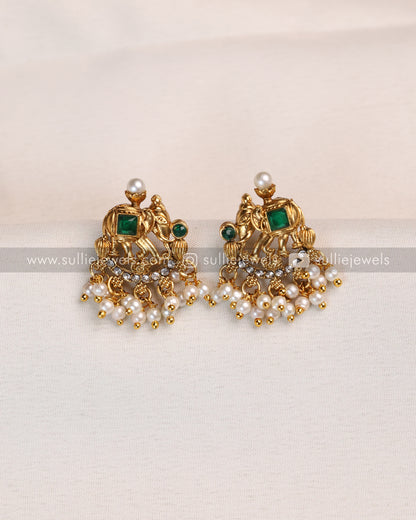 Green Elephant & Flower Coin Layered Combo ( 4 piece )