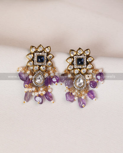 Victorian Polki Diamond Violet Combo ( 6 piece )