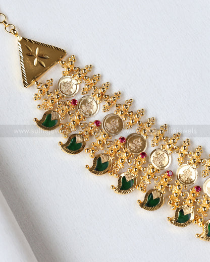 2147 - Double Layer Gold Plated Coin & Palakka Mango Choker