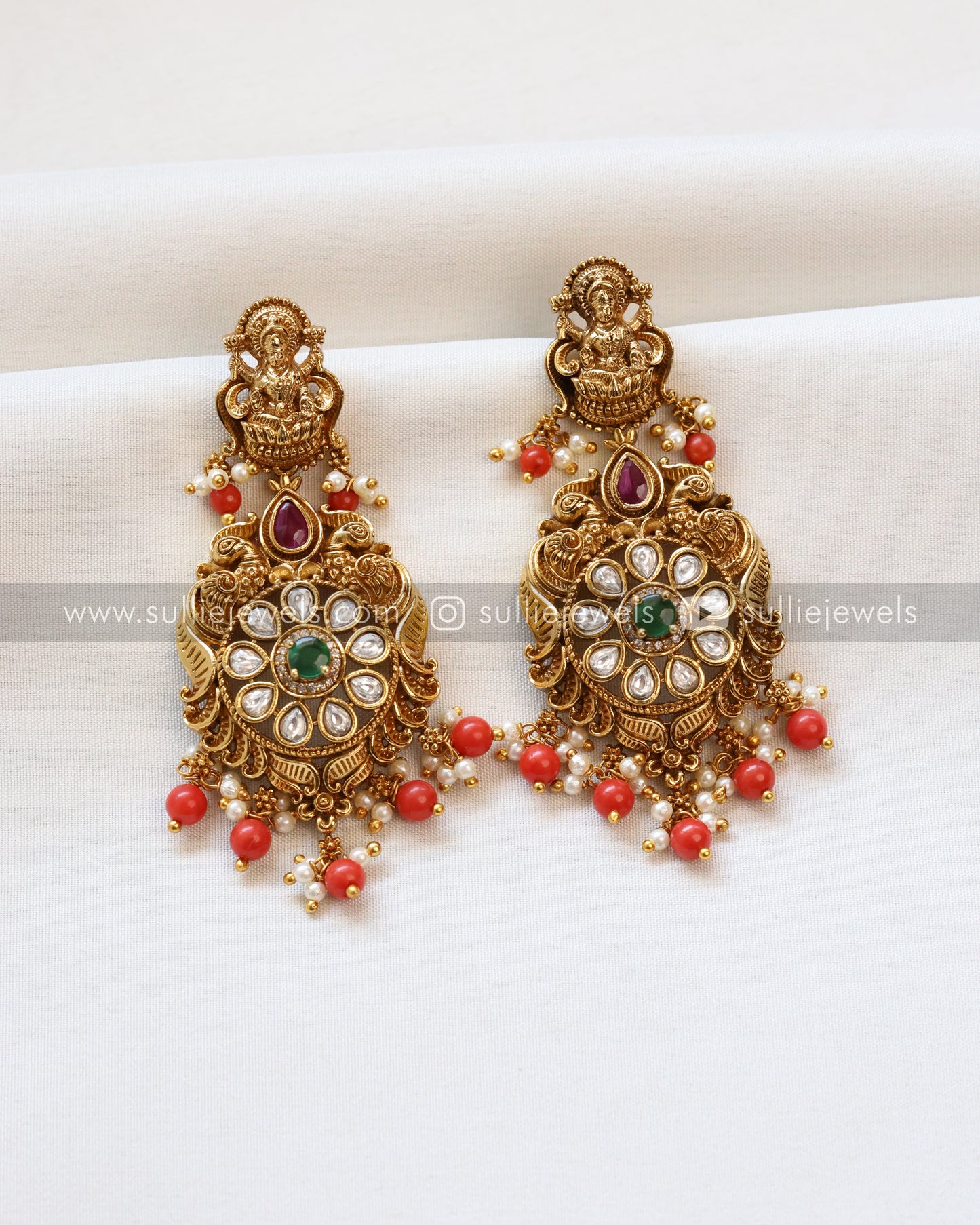 Goddess Premium Necklace with Earring - Orange Beads