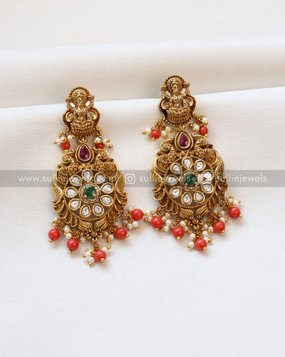 Goddess Premium Necklace with Earring - Orange Beads