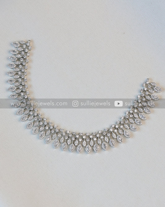 Silver Leaf Necklace with Earrings