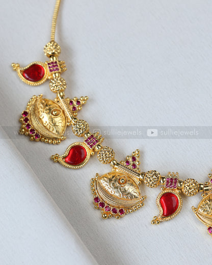 3890 - Gold Ruby Mid Length Mangamaala