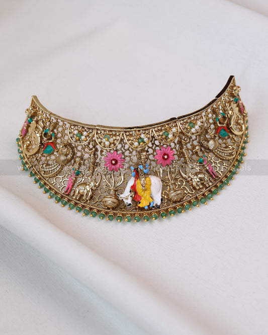 2124 - Premium Meenakari Krishna Choker with Jhumka