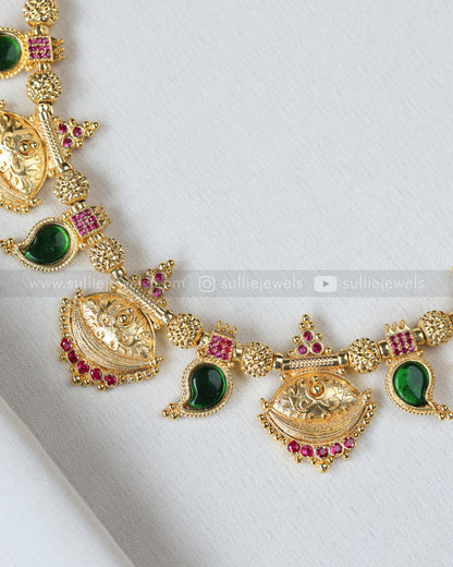 3891 - Gold Green Mid Length Mangamaala