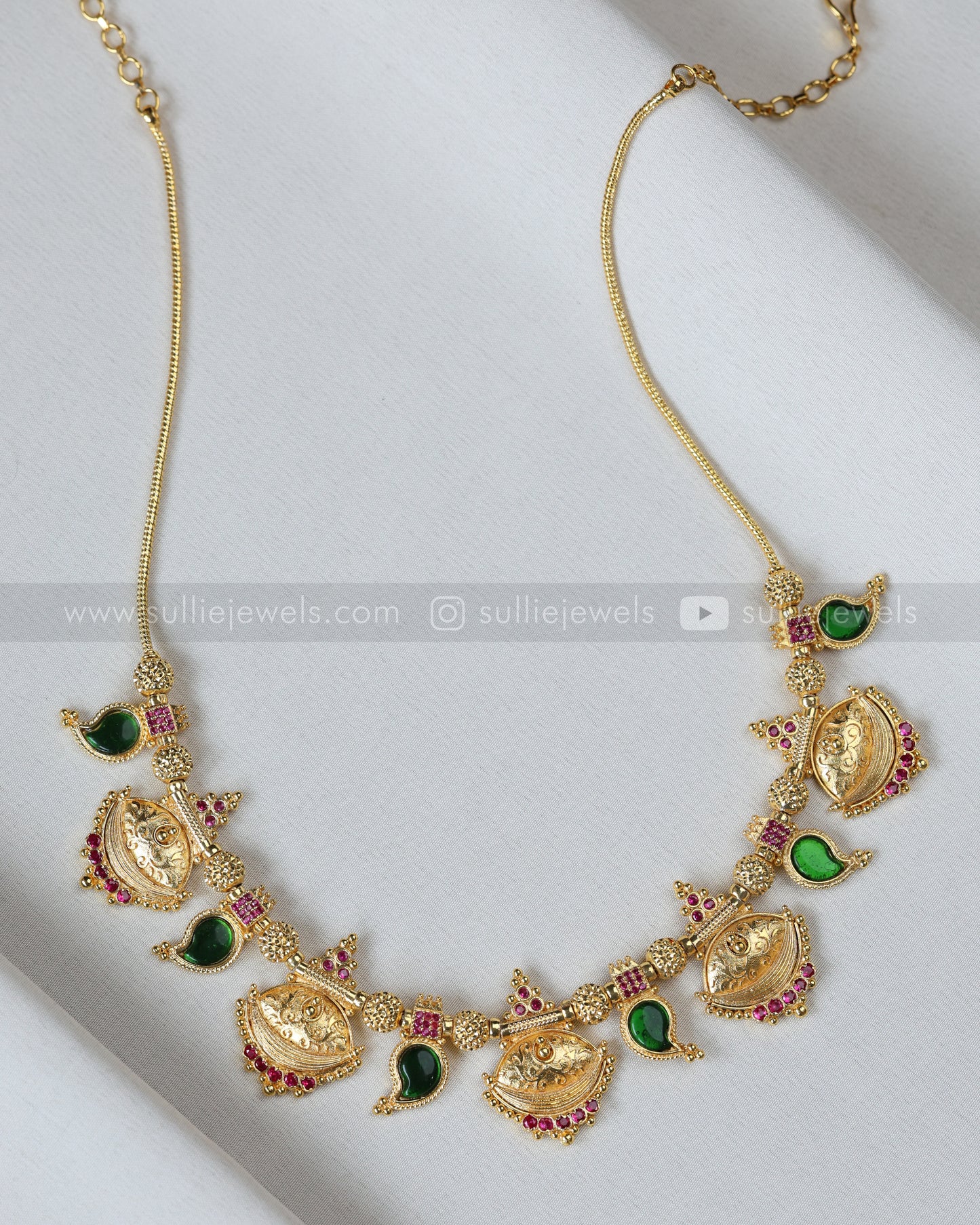 3891 - Gold Green Mid Length Mangamaala