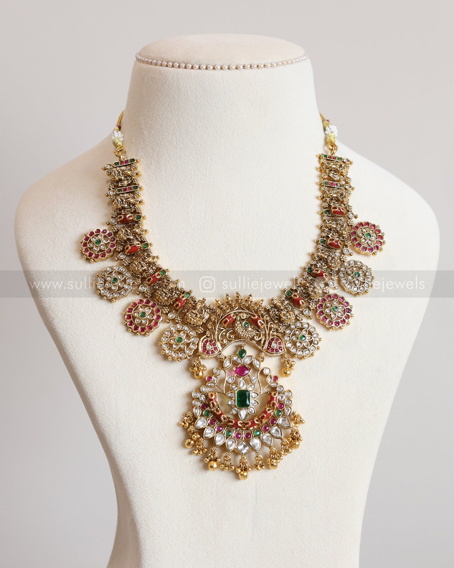 Lakshmi Coral Stone Necklace with Earring