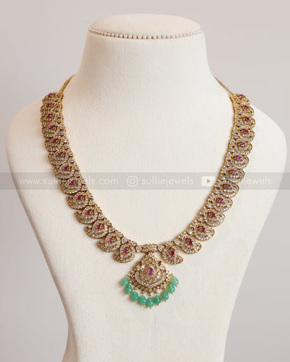 Ruby & Diamond Mango Long Chain / Haaram with Stud
