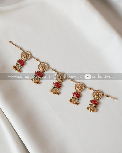 Sullie Basic - Lakshmi Coin Lotus Necklace with Earring