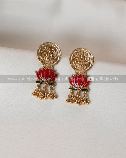 Sullie Basic - Lakshmi Coin Lotus Necklace with Earring