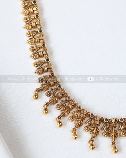 7214 - No Idol Leaf Design Minimal Long Chain with Stud