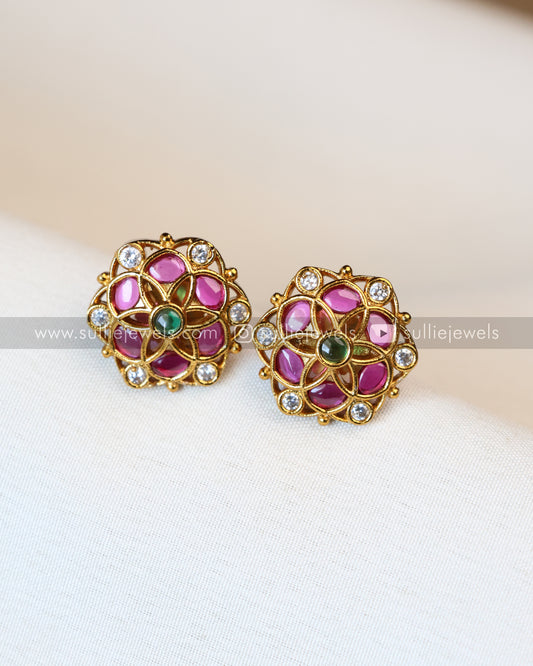 Premium Multi Stone Floral Stud