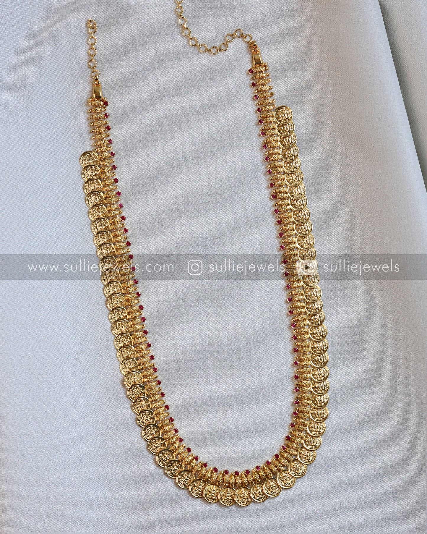Gold Plated Kaashumaala / Coin Long Chain / Haram