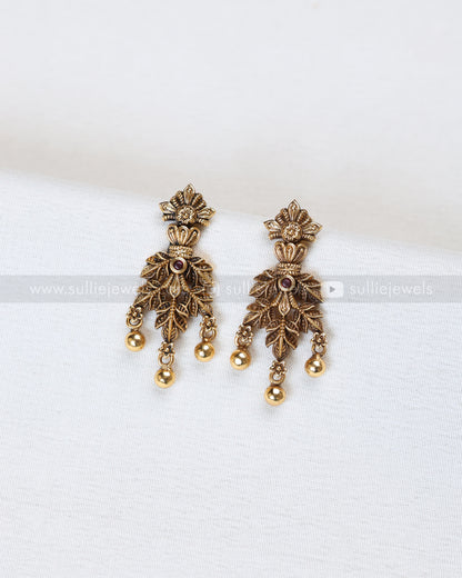 7214 - No Idol Leaf Design Minimal Long Chain with Stud