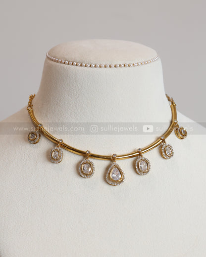 Victorian White Drop Hasli with Stud