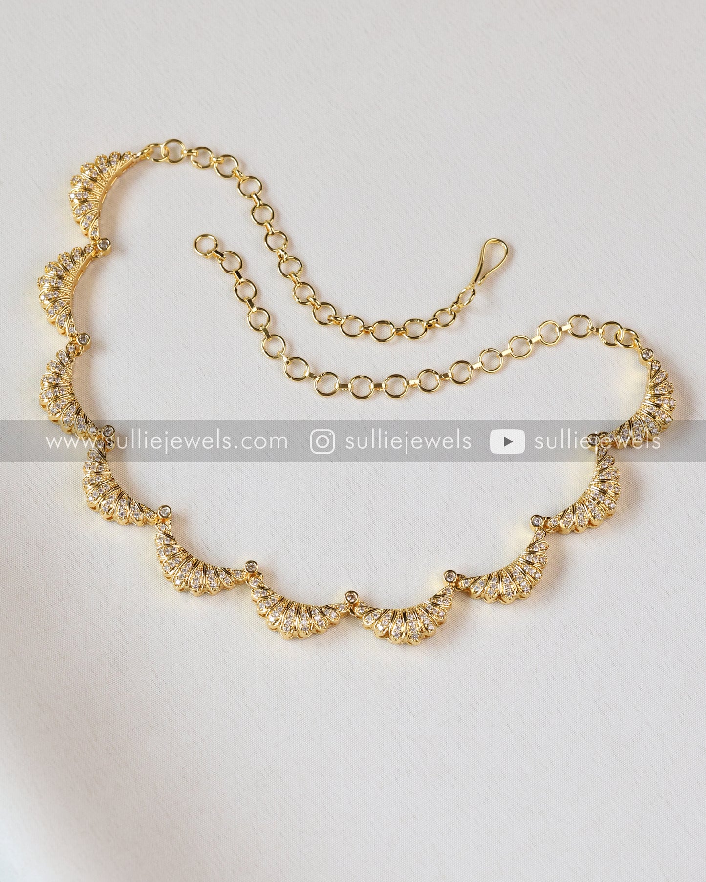 Crescent Moon Gold Necklace with Stud