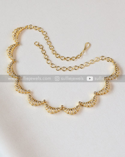 Crescent Moon Gold Necklace with Stud