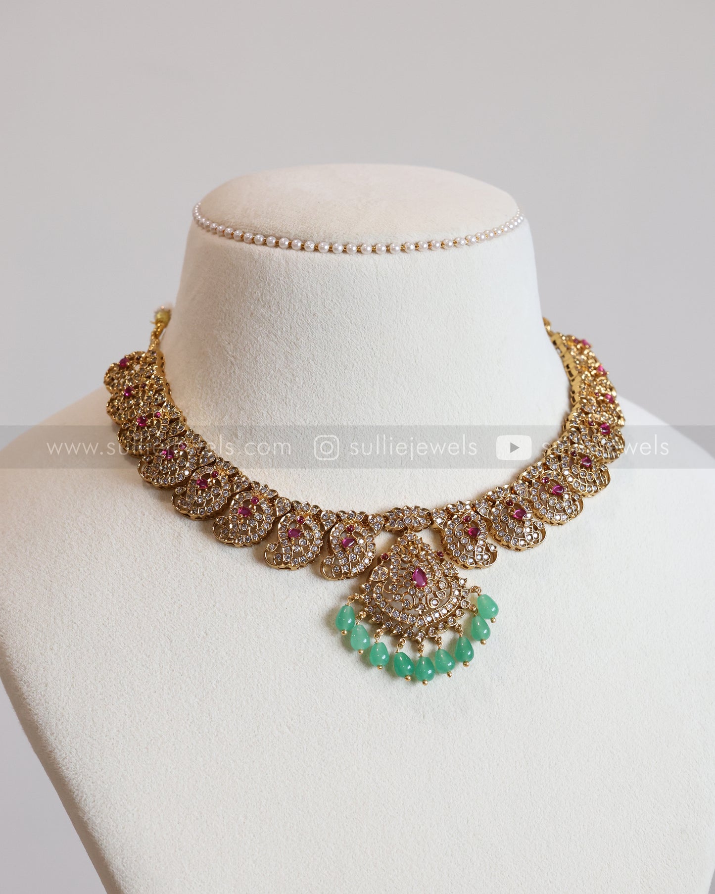3620 - Ruby & Diamond Mango Necklace with Stud
