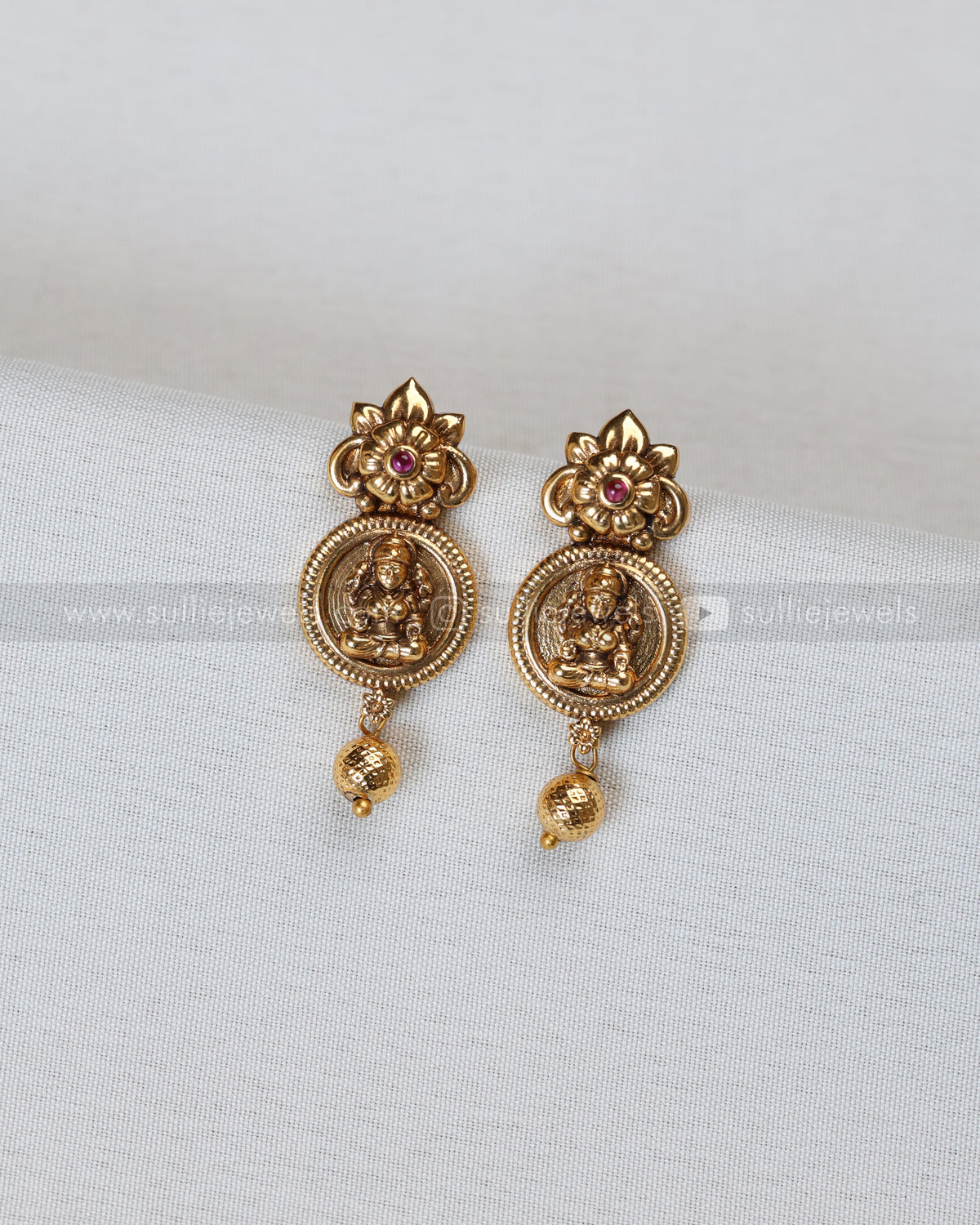 3908 - Floral Lakshmi Coin Necklace with Earring