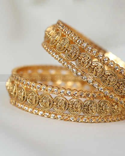 9019 - Premium Coin Stone Bangle - Set of 2