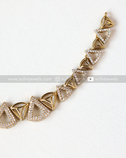 Diamond Triangular Necklace with Stud - Violet